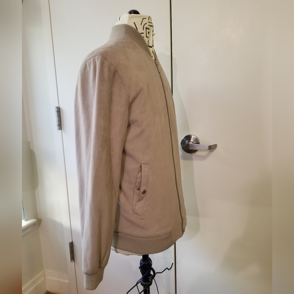TopMan Mens Dull/Muted Pink faux Suede Bomber  Jacket - Picture 10 of 11
